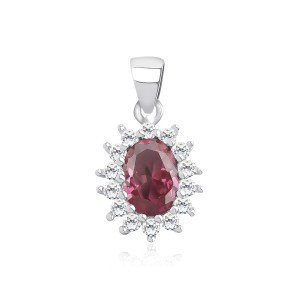 Pandantiv argint cu piatra rosie DiAmanti Z1102CR_RU-DIA (Argint 925‰ 1,2 g.)
